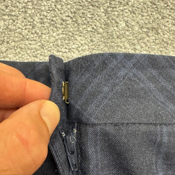 Lands' End Mid Rise Trouser Pants Womens 18W Navy Blue Plaid Straight Work 42x33 - Picture 4 of 16